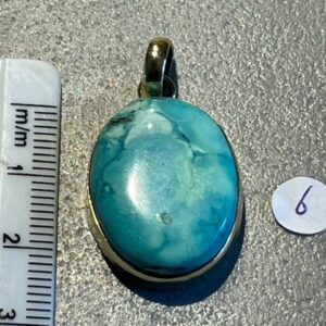 TURKOOIS HANGER 6 (V.S.) - met Gouden opleg: Ingewijd als LEMURIA MOEDERGODIN HATHOR hanger