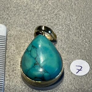 TURKOOIS HANGER 7 (V.S.) - met Gouden opleg: Ingewijd als LEMURIA MOEDERGODIN HATHOR hanger