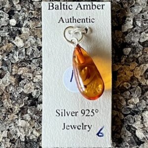 Barnsteen Hanger 6: uit Estland = Zonnegouden Baltic LeMUria Amber (1,4 x 0,7 cm)