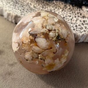 Agaat Bol 3 - Flower - Bloem - Kersenbloesem: ±4 cm - 122 gr - MADAGASKAR