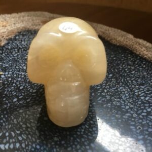 Calciet Lichtgele Skull 4: Bevat Gouden Inca Tijdscodes = 5 x 3.5 x 3 cm