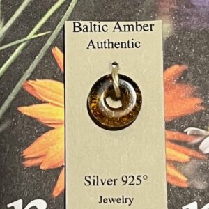 Barnsteen Hanger: DONUT Ø 1,5cm: - uit Estland = Zonnig Baltic LeMUria Amber