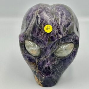 Fluoriet Alien met Labradoriet ogen 9:  8 x 6,5 x 7,5 cm - 690 gram