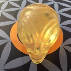 Andara Goud Gele Obsidiaan Traveler Alien Skull: Speciaal voor Sjamanen, Aardehealing & Lichtwerk = 5x3x3.2 cm