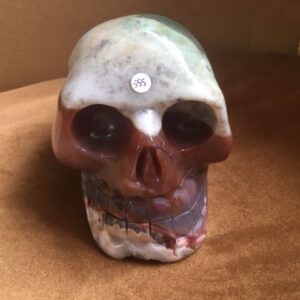 Heliotroop Jaspis / Bloedsteen Skull XL 1 - Gouden LeMUria ZonneZiel