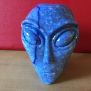 Blauwkwarts Alien Skull 2: Afkomstig van Sirius = 7x5.3x7 cm - 385 gram