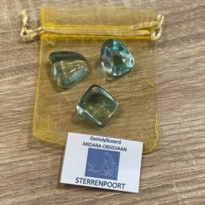 Andara Blauw Obsidiaan Kristallen = SETJE: 3 stuks totaal +/- 20 gram - Hét LeMUria Kristal