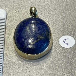 LAPIS LAZULI HANGER 5 (Afghanistan) - met Gouden opleg: Ingewijd als LEMURIA MOEDER MARIA hanger