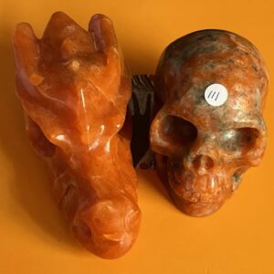 Calciet Oranje Goudgele Skull 1 = 7,5x5x6 cm / 275 gram