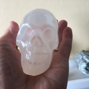 Seleniet wit Alien Skull 29 - Met Wit Zilver-Gouden Moeder Maria frequentie