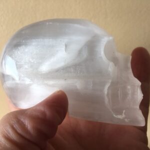 Seleniet wit Alien Skull 34 - Met Wit Zilver-Gouden Moeder Maria frequentie