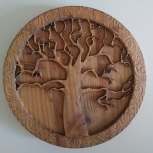 TREE OF LIFE - LEMURIA STAMBOOM BORD - VERBINDING nr 9 - Douglas Spar Hout Ø 26 cm en 28 mm dik