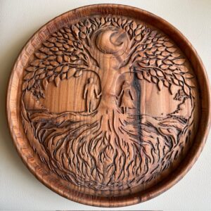 TREE OF LIFE -LEMURIA STAMBOOM BORD - EENHEID nr 11 - Douglas Spar Hout Ø 26 cm en 28 mm dik