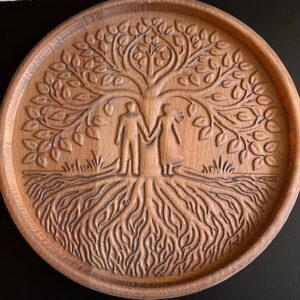 TREE OF LIFE - LEMURIA STAMBOOM BORD - EENHEID nr 1 - BEUKENHOUT Ø 26 cm en 17 mm dik