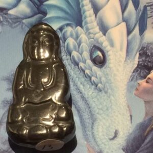 Hematiet – Ingewijd Kwan Yin zak-kristal: 3,5×2 cm