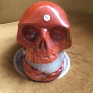 Rode Jaspis & Helder Kwarts LeMUria Skull XL 3 - Met Aboriginal Uluru Rock Binnenwereld