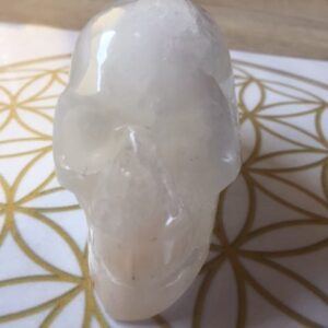 Seleniet wit Alien Skull 10 - Met Zilver-Gouden Moeder Maria frequentie