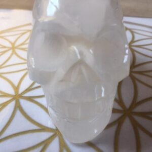 Seleniet wit Alien Skull 2 - Met Zilver-Gouden Moeder Maria frequentie