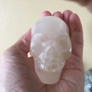 Seleniet wit Alien Skull 19 - Met Wit Zilver-Gouden Moeder Maria frequentie