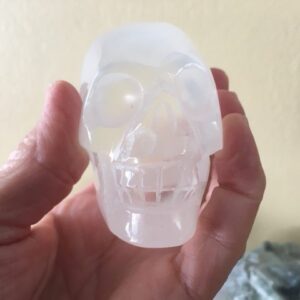 Seleniet wit Alien Skull 23 - Met Wit Zilver-Gouden Moeder Maria frequentie