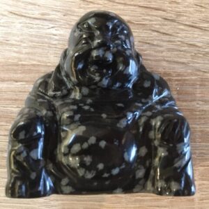 Sneeuwvlok Obsidiaan Boeddhin nr 2: 5x2.2x5.5 cm