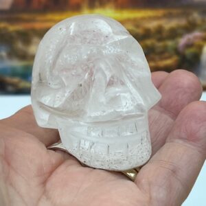 Bergkristal Schedel nr 12: 5.5 x 3.7 x 3.6 cm - 108 gr - LeMUria Wortelras