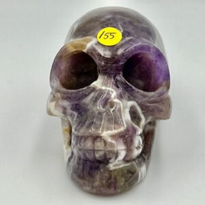 Chevron Amethist Traveler Skull met Labradoriet ogen XL 1: 10x4x4.5 cm - 239 gram