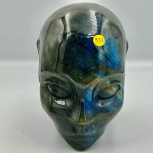 Labradoriet Fairy Elf Skull L1: 10x7,5x10,5 cm - 1056 gram = LeMUria Lichtbrug naar ULURU’s Schelpen- & Bloemenbronnen