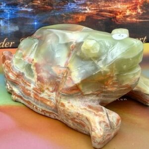 Aragoniet Maori Kikker 5: 11x8x 4,5 cm (lxbrxh) - 519 gram: Levende Kristalcodes uit het Oude Volk